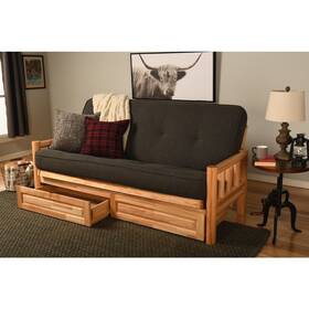 Kflddlchalf5md4 Kodiak Lodge Frame-natural Finish-linen Charcoal Mattress-storage Drawers Kflddlchalf5md4 Kodiak Lodge Frame-natural Finish-linen Charcoal Mattress-storage Drawers