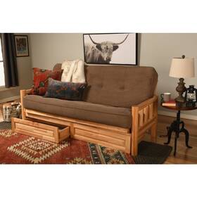 Kflddmmochlf5md4 Kodiak Lodge Frame-natural Finish-marmont Mocha Mattress-storage Drawers Kflddmmochlf5md4 Kodiak Lodge Frame-natural Finish-marmont Mocha Mattress-storage Drawers