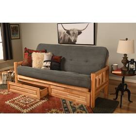 Kflddmthunlf5md4 Kodiak Lodge Frame-natural Finish-marmont Thunder Mattress-storage Drawers