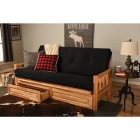 Kflddsblklf5md4 Kodiak Lodge Frame-natural Finish-suede Black Mattress-storage Drawers Kflddsblklf5md4 Kodiak Lodge Frame-natural Finish-suede Black Mattress-storage Drawers