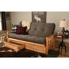 Kflddsgrylf5md4 Kodiak Lodge Frame-natural Finish-suede Gray Mattress-storage Drawers Kflddsgrylf5md4 Kodiak Lodge Frame-natural Finish-suede Gray Mattress-storage Drawers