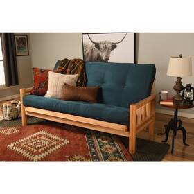 Kfldsnavylf5md3 Kodiak Lodge Frame-natural Finish-suede Navy Mattress