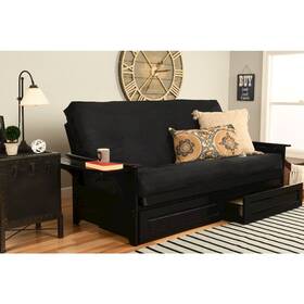 Kfqphdepsblklf5md4 Kodiak Phoenix Frame Queen-espresso Finish-suede Black Mattress-storage Drawers