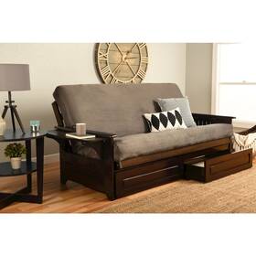 Kfqphdepsgrylf5md4 Kodiak Phoenix Frame Queen-espresso Finish-suede Gray Mattress-storage Drawers