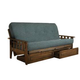 Kftsdrwlaqulf6md4 Kodiak Tucson Frame-rustic Walnut Finish-linen Aqua Mattress-storage Drawers