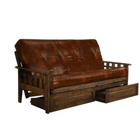 Kftsdrwotslf6md4 Kodiak Tucson Frame-rustic Walnut Finish-oregon Trail Saddle Mattress-storage Drawers