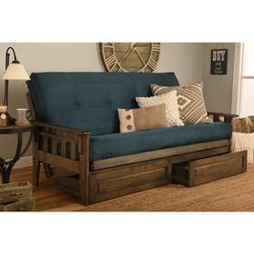 Kftsdrwsnavylf6md4 Kodiak Tacoma Frame-rustic Walnut Finish-suede Navy Mattress-storage Drawers