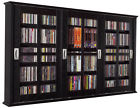 Ms-525b Leslie Wall Media Glass 216 Black Sliding Dame Cabinet Dvd 3-door Mount Ms-525b Leslie Wall Media Glass 216 Black Sliding Dame Cabinet Dvd 3-door Mount