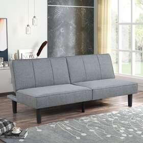 Mainstays 672670486516 Studio Futon Gray Linen Upholstery Sofa Bed Mainstays 672670486516 Studio Futon Gray Linen Upholstery Sofa Bed