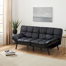 Ms56-010-107-06 Mainstays Memory Foam Futon With Adjustable Armrests Converts To Sleeper Black Faux Leather Ms56-010-107-06 Mainstays Memory Foam Futon With Adjustable Armrests Converts To Sleeper Black Faux Leather