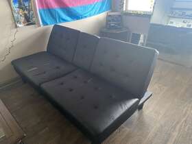 Tmor5n0001 Mainstays Futon - Black Faux Learher