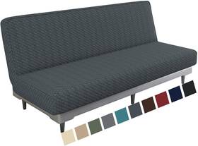 Maxijin Shop 445046481414 Jacquard Futon Cover Stretch Armless Sofa Soft Slipcov