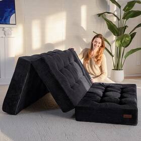 Mmt1bkus90 Maxyoyo Tri-fold Mattress 6 Inch Tufted Folding Futon Foam Bed Foldable Flo