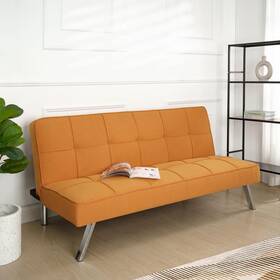 70129mk Maykoosh Futon 65.7 Inch W Stylish Modern Twin Sofa Bed Linen Fabric Wood Tangerine 70129mk Maykoosh Futon 65.7 Inch W Stylish Modern Twin Sofa Bed Linen Fabric Wood Tangerine