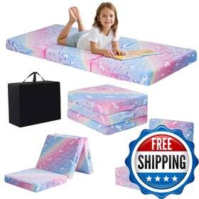 Memorecool B0c2yp2vj7 Glow Rainbow Unicorn Foldable Floor Mattress For Kids Trifold Nap