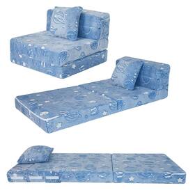 B0cctbrxqj Memorecool Glow Space Tri-fold Sofa Bed For Kids Foldable Futon Chair