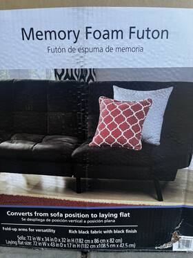 Memory 859600600026 Foam Futon Black Faux Suede Multi Adjustable