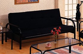 Bm178028 Metallic Adjustable Futon Frame Without Mattress Black