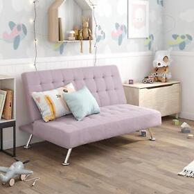 2274819 Mid-century Modern Futon Sofa With Frame For Kids Convertible To Bed Lilac New 2274819 Mid-century Modern Futon Sofa With Frame For Kids Convertible To Bed Lilac New