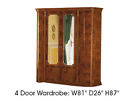 Mil4door-wall Esf Furniture Milady Door Wardrobe In Walnut Mil4door-wall Esf Furniture Milady Door Wardrobe In Walnut