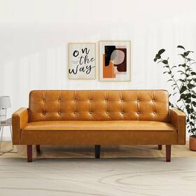 Milemont 717876962386 Faux Leather Futon Sofa Bed Sleeper Couch Mid Century Milemont 717876962386 Faux Leather Futon Sofa Bed Sleeper Couch Mid Century
