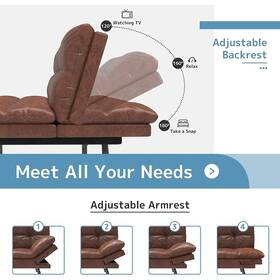 Milemont 749682913450 Modern Memory Foam Futon With Adjustable Armrests Milemont 749682913450 Modern Memory Foam Futon With Adjustable Armrests