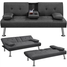 Tdpkyy0001 Modern Pu Fabric Sofa Bed Futon Durable With Cup Holders Pillows New Tdpkyy0001 Modern Pu Fabric Sofa Bed Futon Durable With Cup Holders Pillows New