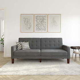 2088429we Modern Split Back Reclining Button Tufted Fabric Sleeper Sofa Futon Couch New