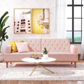 2390779mk Mr Kate Mr. Stella Vintage Coil Futon Pink Velvet 2390779mk Mr Kate Mr. Stella Vintage Coil Futon Pink Velvet