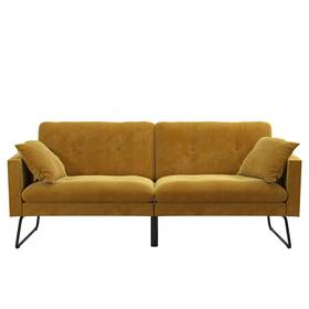 2393379mk Mr. Kate Neely Futon With Bolster Pillows Mustard Velvet 2393379mk Mr. Kate Neely Futon With Bolster Pillows Mustard Velvet
