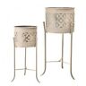 Mt23996-crm Regency International Metal Embossed Tile Planter Stand Set Of Mt23996-crm Regency International Metal Embossed Tile Planter Stand Set Of
