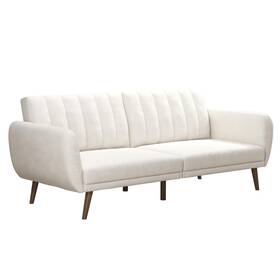 2115319n Novogratz Brittany 81.5 Inch Futon Sofa Bed And Couch Sleeper Ivory Boucle
