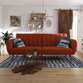 2115529n Novogratz Convertible Futon 600-lbs Cap Twin Persimmon Linen 3-seater Wood Frame 2115529n Novogratz Convertible Futon 600-lbs Cap Twin Persimmon Linen 3-seater Wood Frame