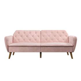 2144779n Novogratz Futon 83 Inch Upholstered Memory Foam Button-tufted Wood In Pink Velvet 2144779n Novogratz Futon 83 Inch Upholstered Memory Foam Button-tufted Wood In Pink Velvet