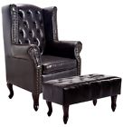 Os0236 Unbranded Tufted Accent Chair And Ottoman Black Leather Club Couch Os0236 Unbranded Tufted Accent Chair And Ottoman Black Leather Club Couch