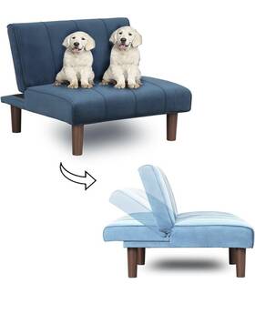 305bl1 Oulluo 3-in-1 Convertible Futon Sofa Couch Bed Blue Fabric 305bl1 Oulluo 3-in-1 Convertible Futon Sofa Couch Bed Blue Fabric