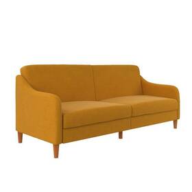 Pr-4753-2013370 Pemberly Row Convertible Futon Sofa Couch In Mustard Yellow Linen