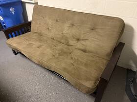 Pr-4753-2224925 Pemberly Row Queen Futon With Peat Fabric Mattress In Tan And Walnut Pr-4753-2224925 Pemberly Row Queen Futon With Peat Fabric Mattress In Tan And Walnut