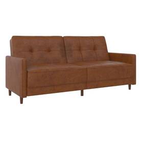 Pr-4753-2439870 Pemberly Row Contemporary Coil Futon In Brown Finish Faux Leather Pr-4753-2439870 Pemberly Row Contemporary Coil Futon In Brown Finish Faux Leather