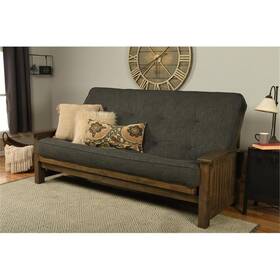 Pr-4753-2471809 Pemberly Row Queen-size Wood Futon- Linen Charcoal Gray Mattress Pr-4753-2471809 Pemberly Row Queen-size Wood Futon- Linen Charcoal Gray Mattress