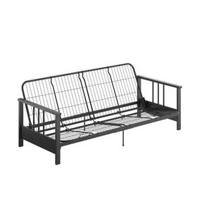 Pr-4753-2545108 Pemberly Row Full Metal Arm Futon With 6 Inch Thermobonded Herringbone Mattress