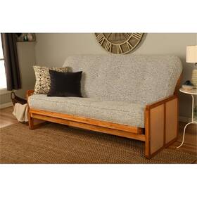 Pr-4753-2846039 Pemberly Row Full-size Wood Futon Set In Honey With Gray Mattress