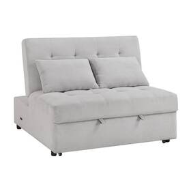 Pemberly Row Pr-4753-3006568 Textured Convertible Armless 2-seater With Pull-out Bed In Gray