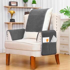Dou-peryiter-1432 Peryiter 3 Pcs Recliner Covers Sherpa Arm For Chair Dark Gray Dou-peryiter-1432 Peryiter 3 Pcs Recliner Covers Sherpa Arm For Chair Dark Gray