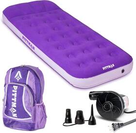 Pittman Outdoors 855100009152 - Kids Air Mattress Deluxe Inflatable Bed With Twin Purple Pittman Outdoors 855100009152 - Kids Air Mattress Deluxe Inflatable Bed With Twin Purple