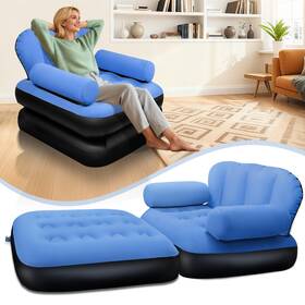 Praxxis 769083019308 Blow Up Pull Out Couch With Headboard Inflatable Chair Twin Blue Praxxis 769083019308 Blow Up Pull Out Couch With Headboard Inflatable Chair Twin Blue
