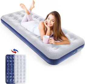 Qdhrct001 Qdh Camping Air Mattress Inflatable Bed Flocked Surface Single Blue-1pcs