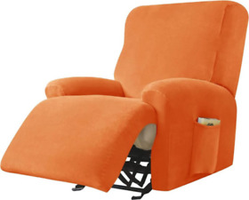 Ppg3101 Recliner Chair Covers 4-piece Velvet Stretch Slipcover Orange Ppg3101 Recliner Chair Covers 4-piece Velvet Stretch Slipcover Orange