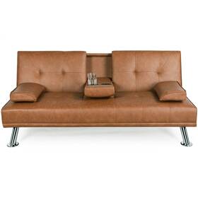 Wdpcwc0002 Renwick Luxurygoods Modern Faux Leather Futon With Cupholders And Wdpcwc0002 Renwick Luxurygoods Modern Faux Leather Futon With Cupholders And