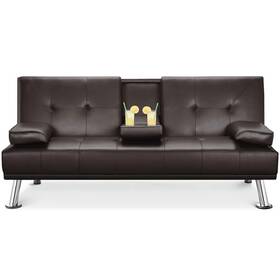 Wdvhxc0002 Renwick Luxurygoods Modern Faux Leather Futon With Cupholders And Pillows Wdvhxc0002 Renwick Luxurygoods Modern Faux Leather Futon With Cupholders And Pillows